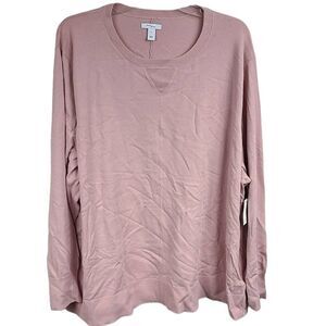 NWT Daily Ritual Women's Mauve Pink Fine Gauge Stretch Crewneck Pullover Sweater
